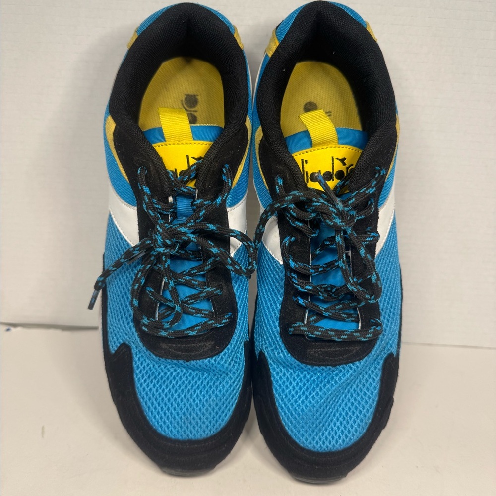 Diadora Men's Blue And Yellow Athletic Shoes View 4